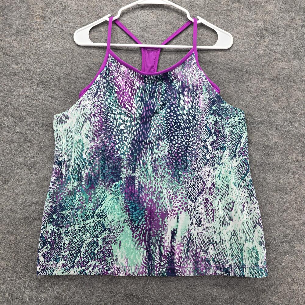 Fabletics Tank Top Womens Medium Multicolor Animal Print Built In Bra Strappy